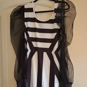 SHEIN Black and White Midi Dress